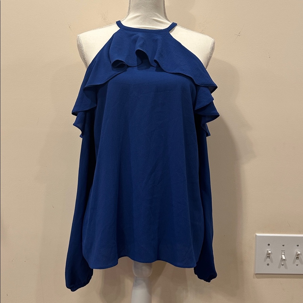 MICHAEL Michael Kors NWT Blue Cold Shoulder Blouse Medium